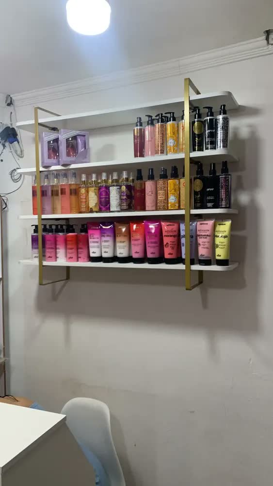 foto de Prateleira Multiuso Arnad Design Industrial Cor Dourado/branco