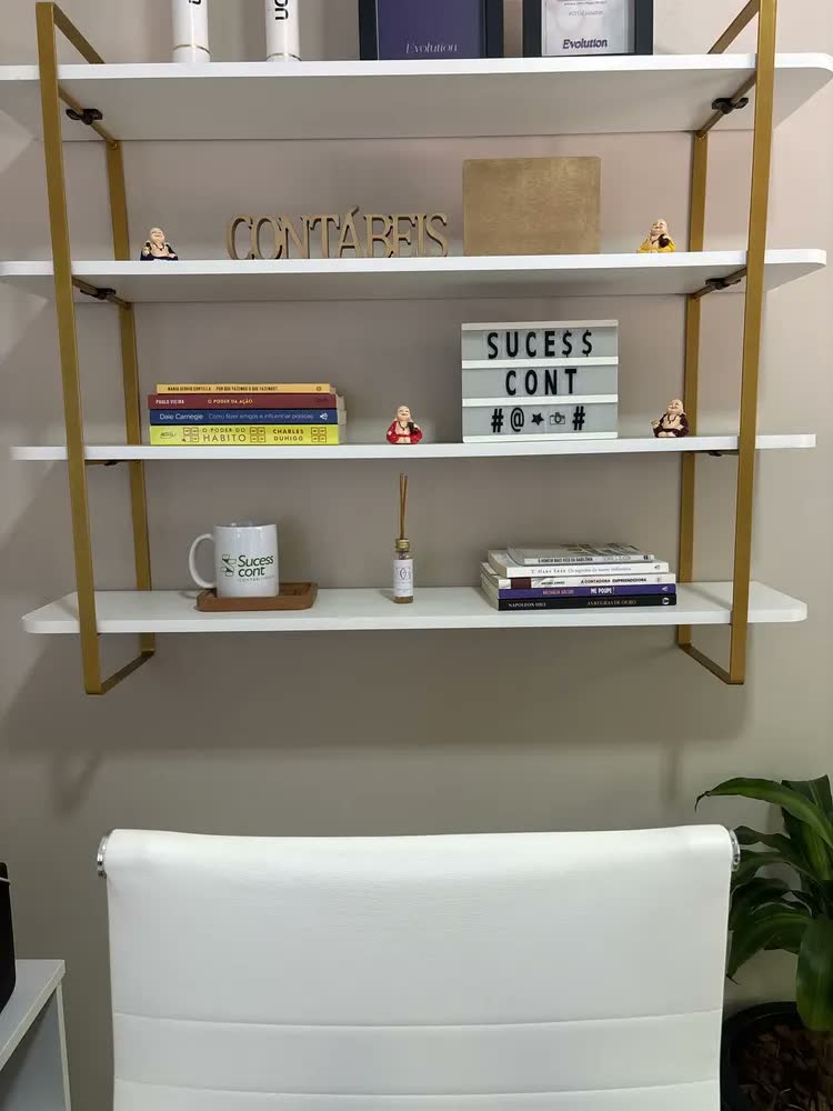 foto de Prateleira Multiuso Arnad Design Industrial Cor Dourado/branco