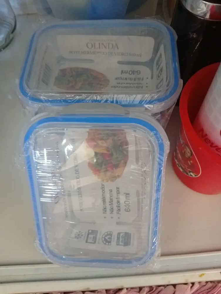 foto de Conjunto 10 Potes 640ml Vidro Hermético 4 Travas Marmita Universo Mix