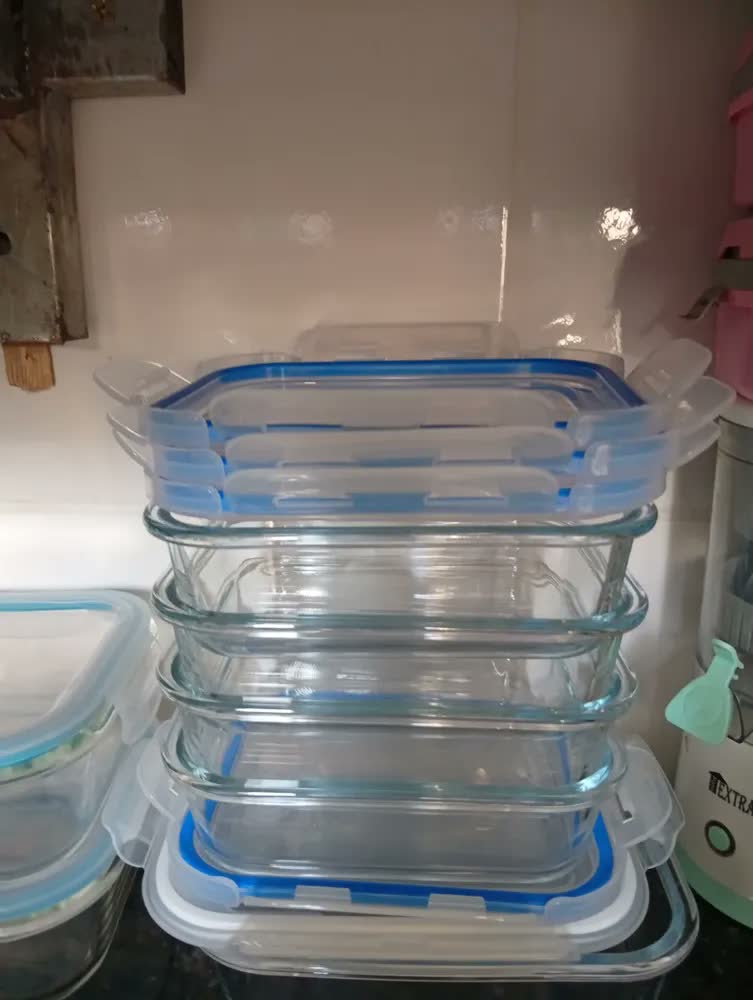 foto de Conjunto 10 Potes 640ml Vidro Hermético 4 Travas Marmita Universo Mix