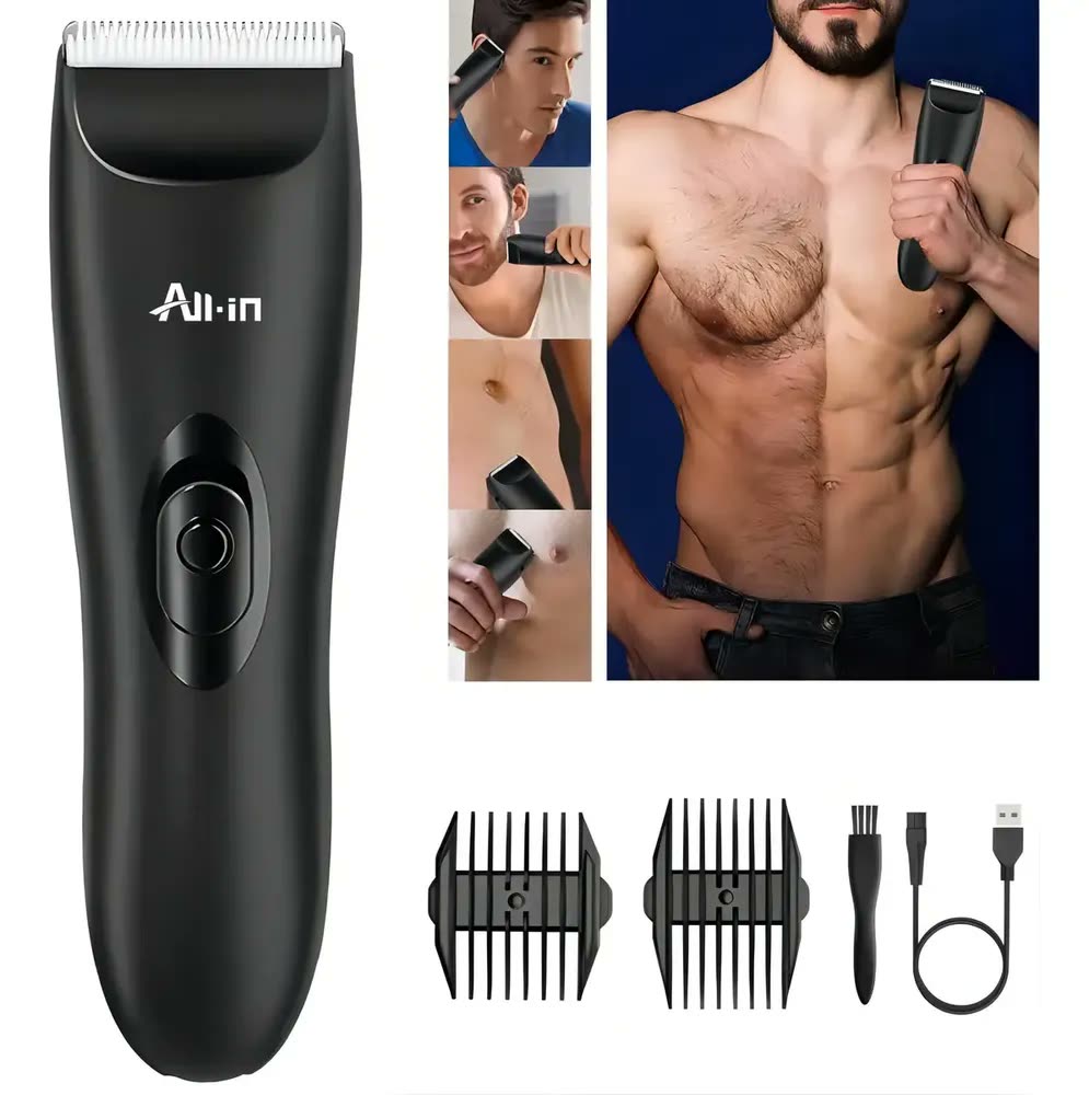 All-in Barbeador Eletrico Aparador De Pelos Areas Intimas Barba Homem Aparelho De Barbear Maquina De Cortar Cabelo Recarregável A Prova Da Agua Portatil