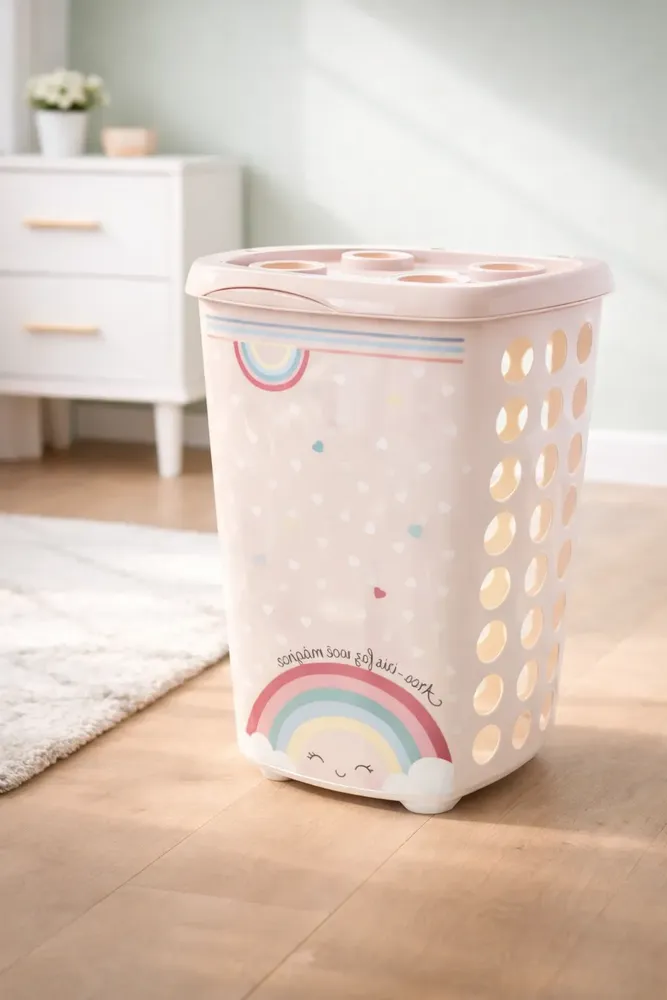 foto de Cesto Roupa Suja Infantil 38l Organizador Brinquedos Bebê