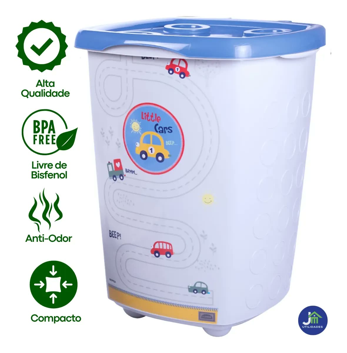Cesto Roupa Suja Infantil 38l Organizador Brinquedos Bebê
