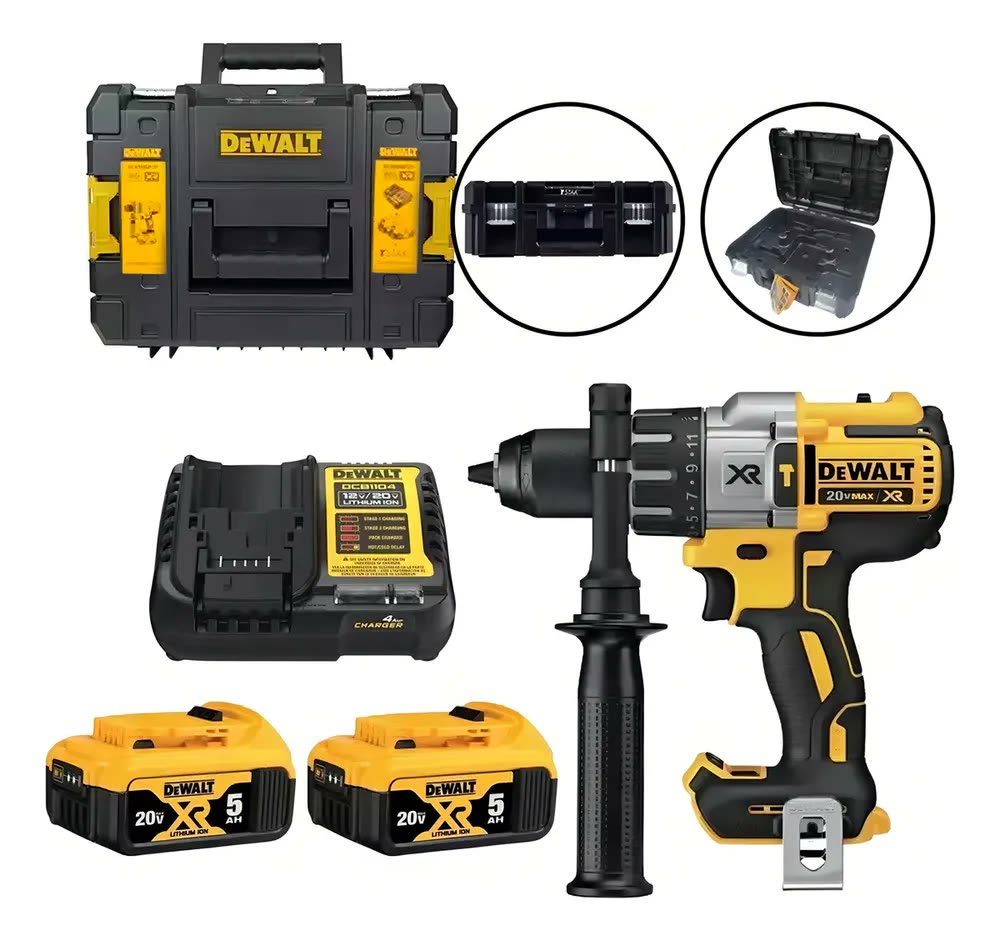 foto de Parafusadeira e Furadeira de Impacto 13mm 20V DEWALT DCD996P2T Com 2 Baterias e Maleta TSTAK