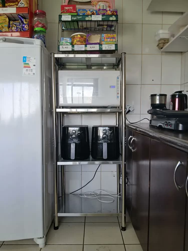 foto de Prateleira Estante Inox 90x40x150cm Industrial 4 Niveis Inox Cor Cinza