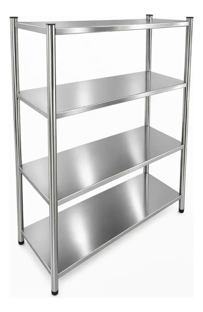 Prateleira Estante Inox 90x40x150cm Industrial 4 Niveis Inox Cor Cinza