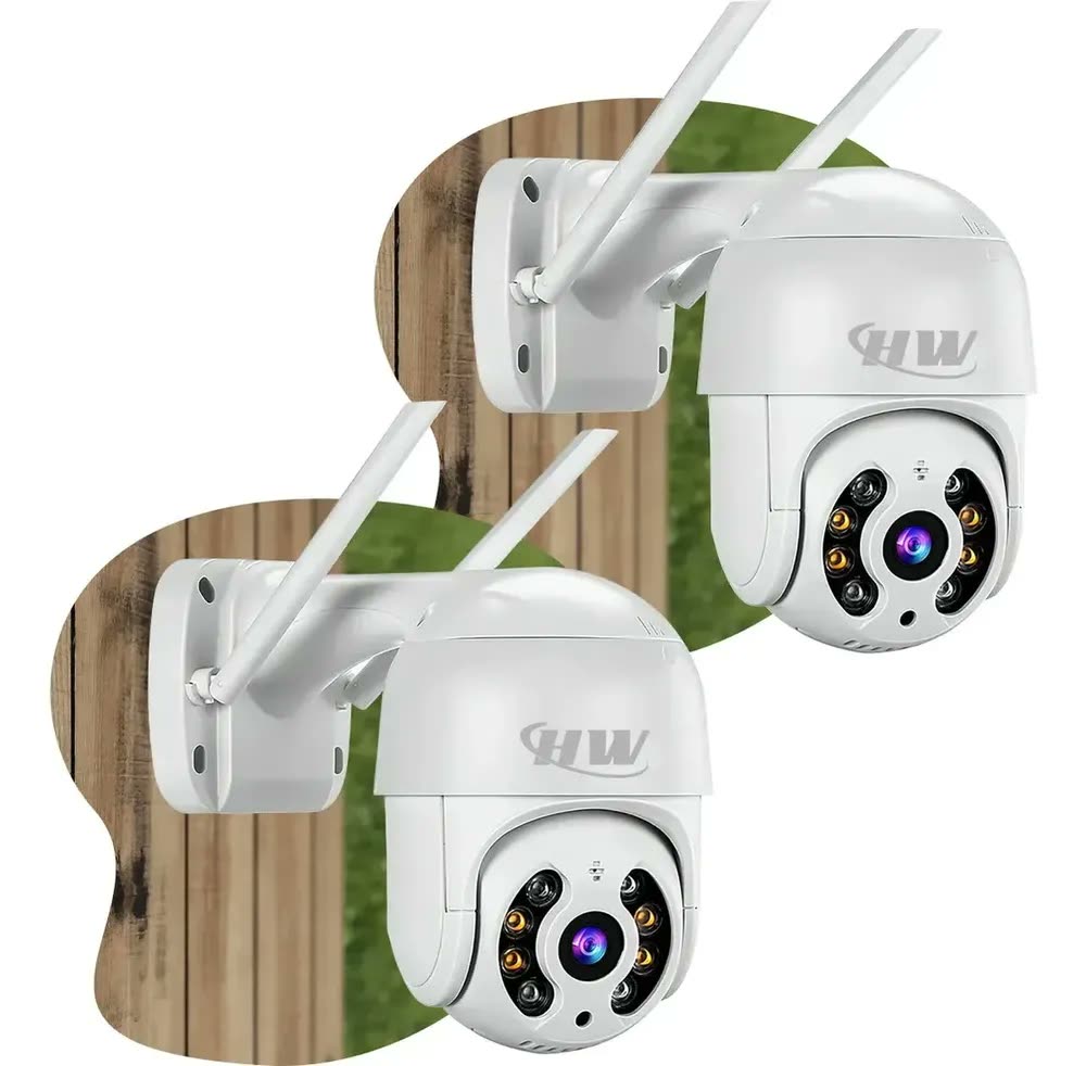 foto de Kit 2 Câmeras Segurança Ip Interna Externa Wifi iCSee Infravermelho Prova D’Água - HW