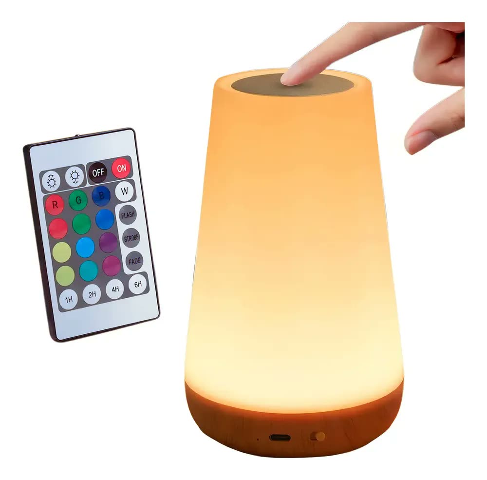 foto de Luminária Led Rgb Toque Controle Remoto Recarga Usb C/ Timer