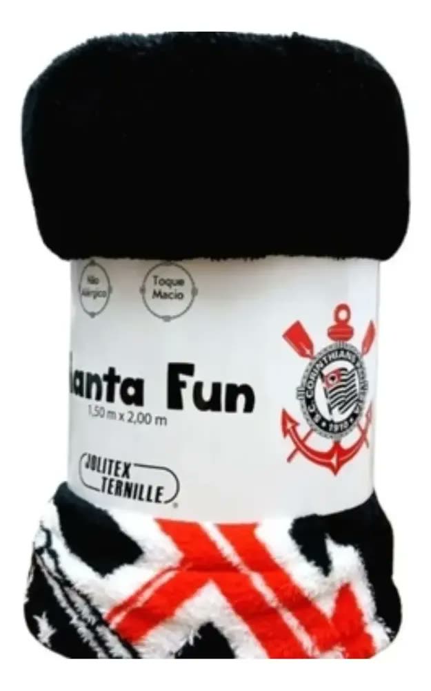 Manta Solteiro Corinthians 200x150 cm Hipoalergênica Poliester Jolitex