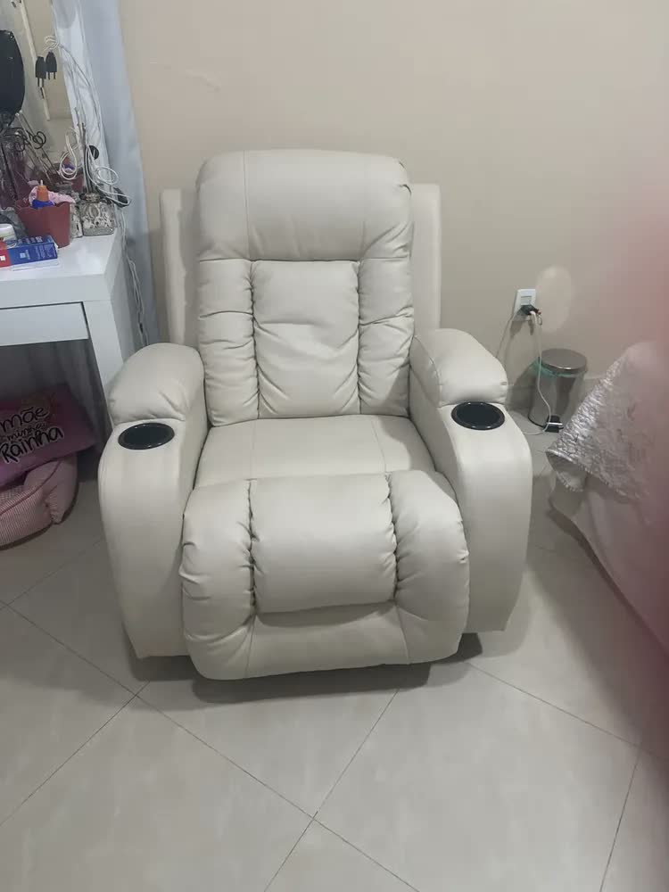 foto de Poltrona Reclinável Austin Aquecimento Massagem Pu Bege Gran Belo