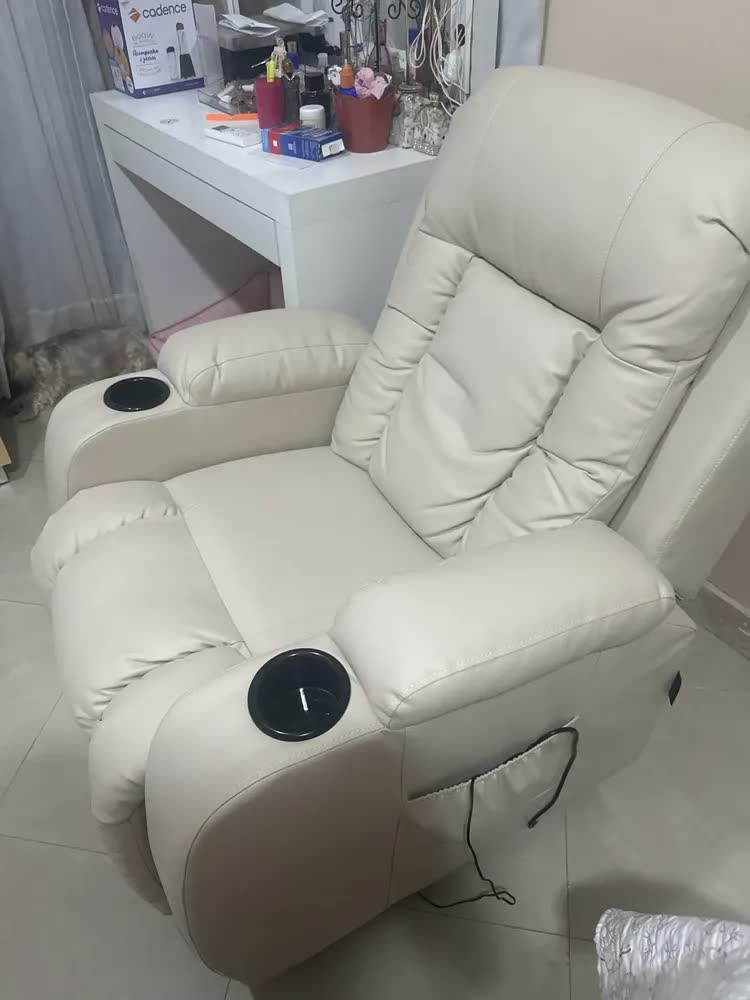 foto de Poltrona Reclinável Austin Aquecimento Massagem Pu Bege Gran Belo