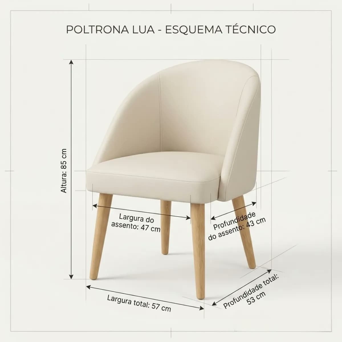 Poltrona Confortável Sala Lua Luxo Recepção Corino