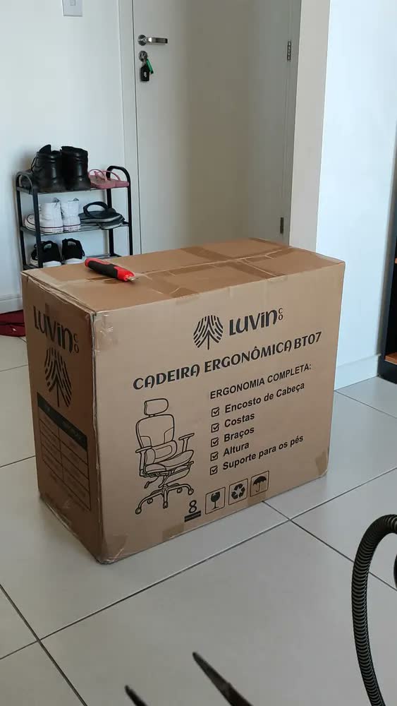 foto de Cadeira De Escritório Ergonômica Mônaco Bt07 Luvinco Malha Respirável Com Suporte Lombar Adaptável Apoio Para Pés Retrátil Encosto Ajustável Seis Posições Cor Preta Suporta 200kg