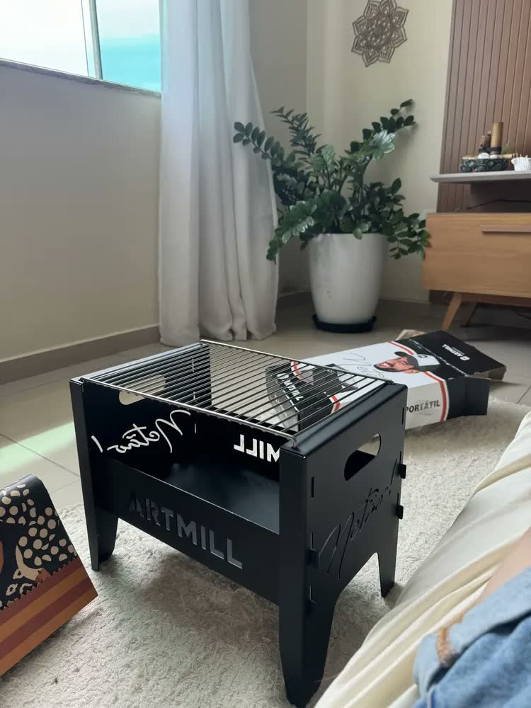 foto de Churrasqueira Portátil Artmill Netão À Carvão Em Aço Carbono Cor Preto
