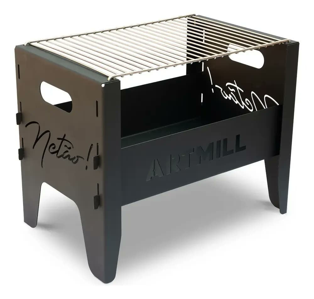foto de Churrasqueira Portátil Artmill Netão À Carvão Em Aço Carbono Cor Preto