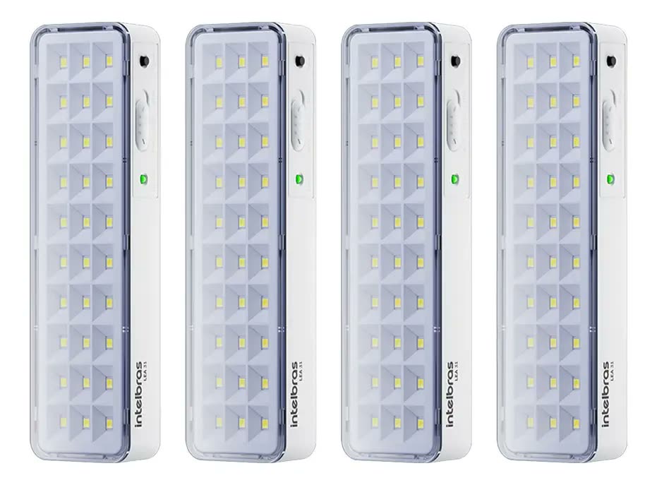 Kit 4 Luminárias De Emergência Led Intelbrás Autônoma Cor Branco