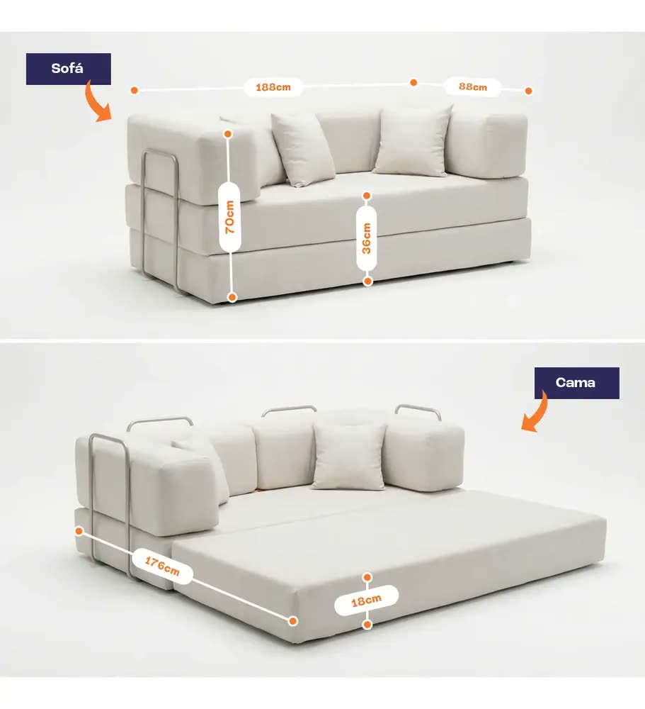 foto de Sofá Cama Bloom Retrátil E Modular Sofá Na Caixa - Linho Em Boucle