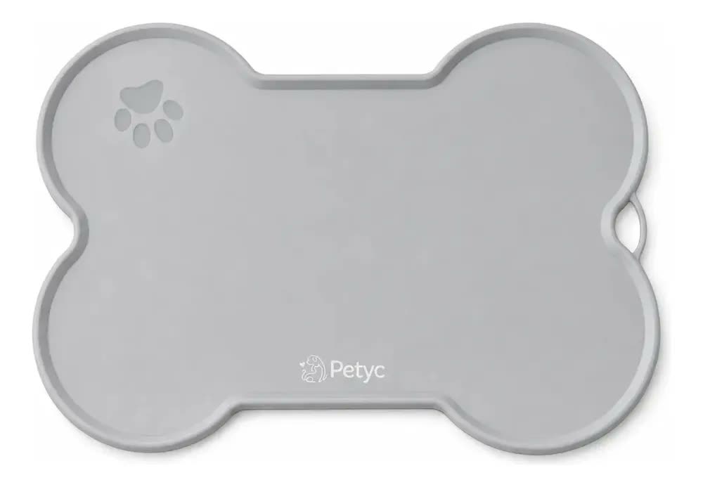 Jogo Americano Antiderrapante PETYC de Silicone Para Comedouro e Bebedouro Cinza