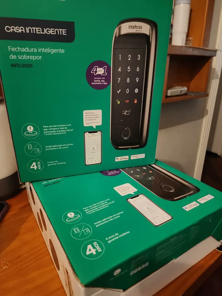foto de Fechadura Smart De Sobrepor C/ Biometria Mfd 2020 Intelbras Cor Champanhe