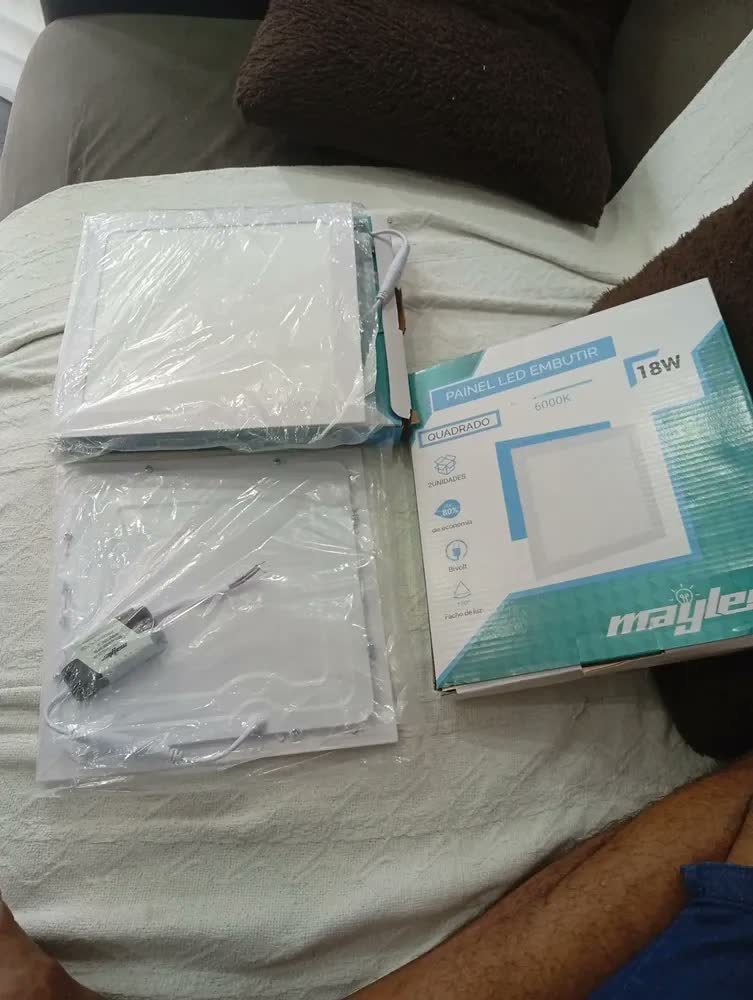 foto de Kit 2 Luminaria Painel Plafon Led Embutir Quadrada 18w 22x22 Estrutura 3000k - Branco Quente