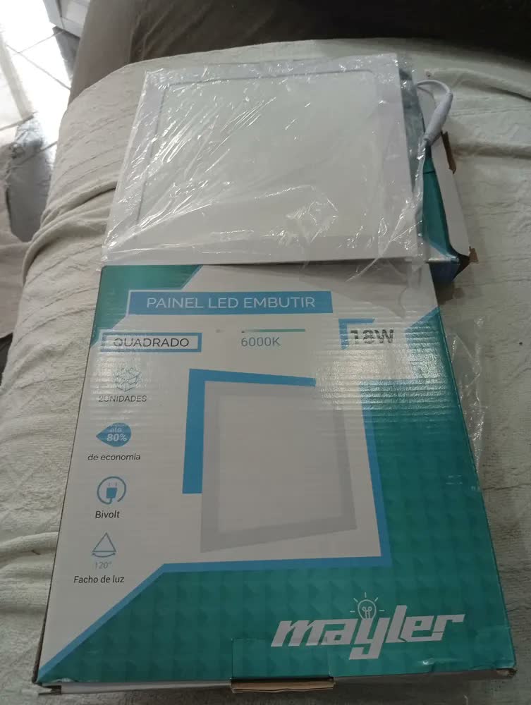 foto de Kit 2 Luminaria Painel Plafon Led Embutir Quadrada 18w 22x22 Estrutura 3000k - Branco Quente