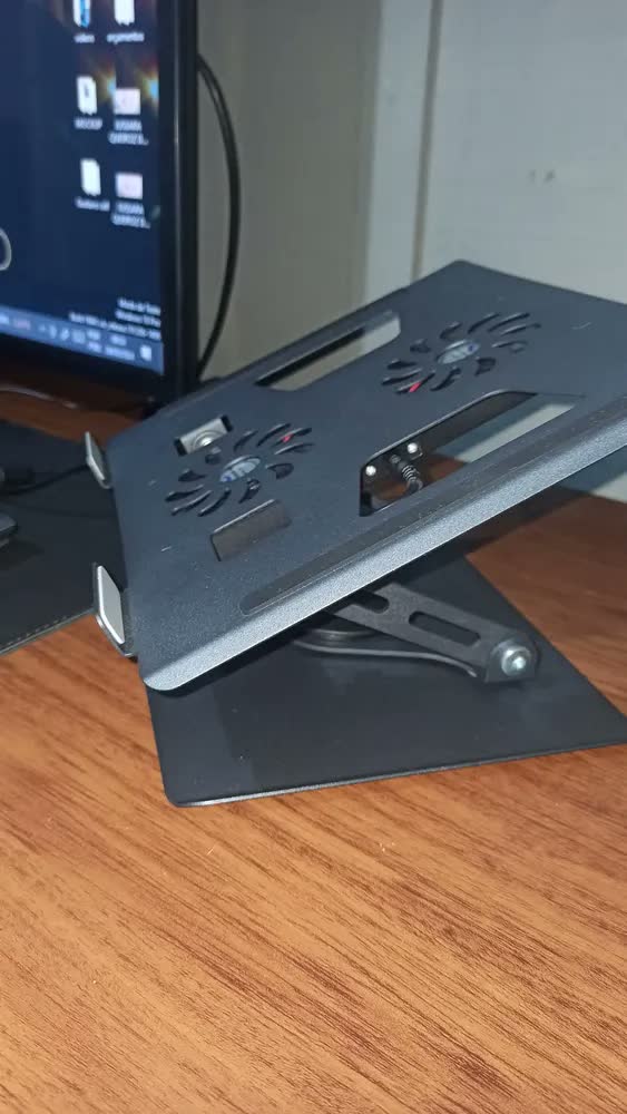 foto de Suporte Ajustável para Notebook VLX Articulado 360° com 2 Ventiladores de Refrigeração