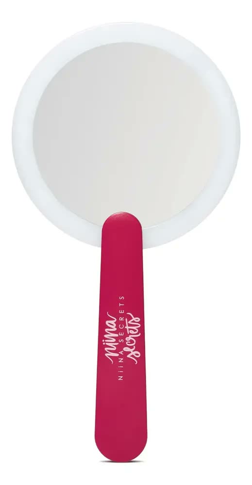 Espelho de Maquiagem LED Niina Secrets Pocket Pink Redondo para Bolsa