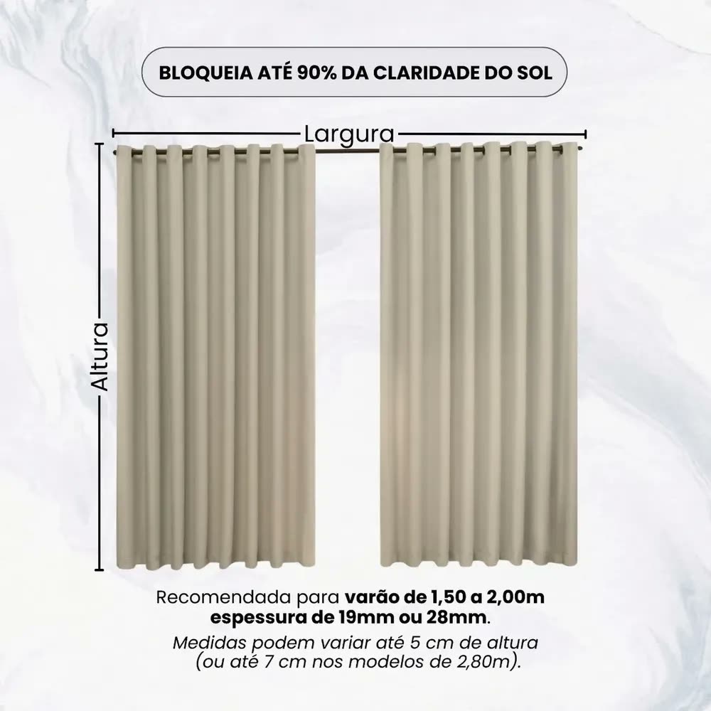 Cortina Blecaute Tecido Corta Luz Blackout 2 Metros Largura X 1,20m Altura Para Janela Sala Quarto Blindex