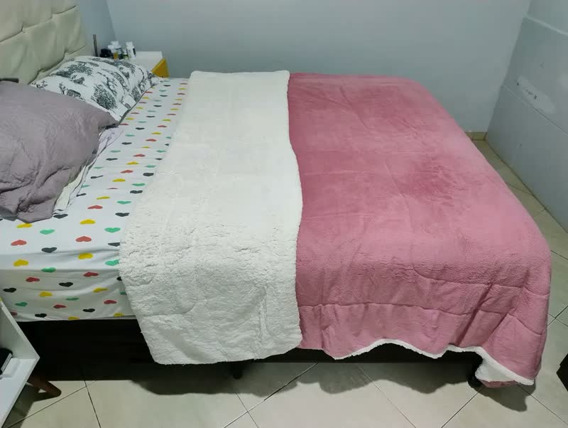 foto de Coberdrom Sherpa Casal Queen Dupla Face Ultra Quente Com Lã Carneiro Peluciado Macio Acabamento Premium Cor Cinza