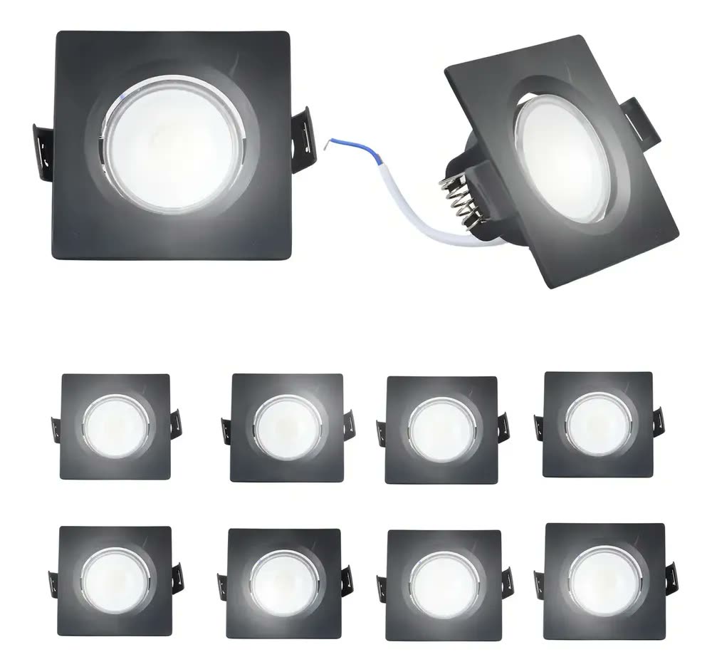 foto de Kit 10 Spot LED Embutir Quadrado MGC 5W Preto Luz Branco Frio 6500K