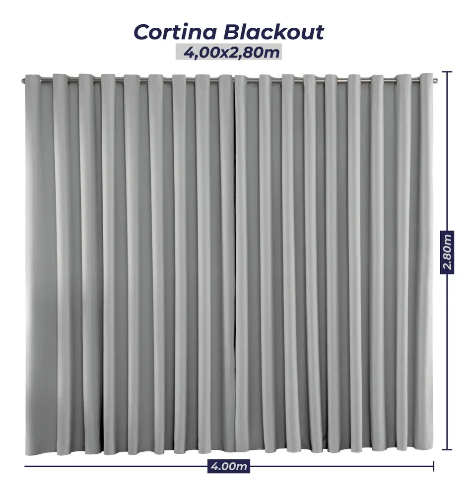Cortina Blackout Em Tecido 4,00x2,80 Corta Luz Cor Gelo
