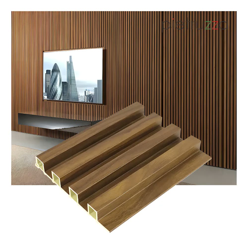 foto de Kit 10 peças - Painel Ripado Ecológico Pietruzza Wpc - 125cm X 16cm - Jatobá