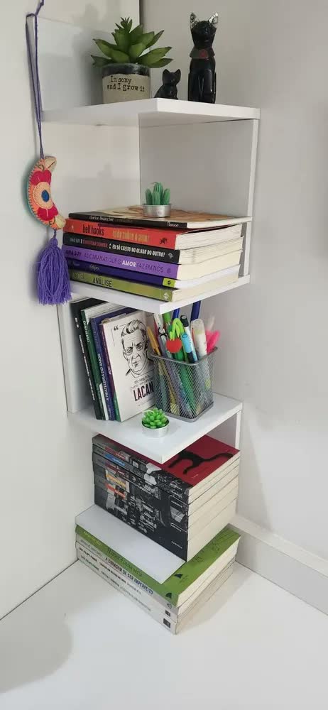 foto de Prateleira Estante Livros Nicho De Canto Reto Para Quarto