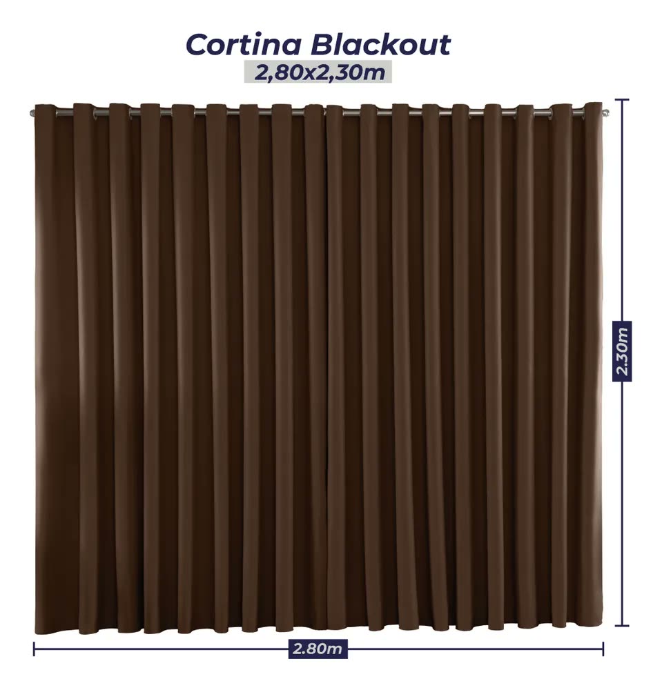 Cortina Blackout Em Tecido 2,80x2,30 Corta Luz Cor Tabaco
