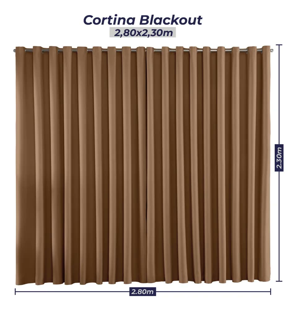 Cortina Blackout Em Tecido 2,80x2,30 Corta Luz Cor Avelã
