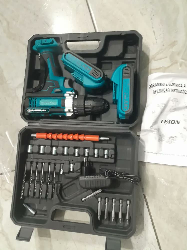 foto de Furadeira Parafusadeira 48v Max 2 Baterias De Lítio Sem Fio