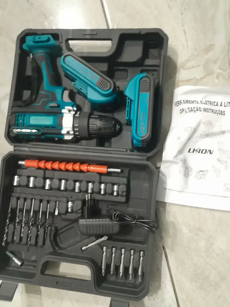 foto de Furadeira Parafusadeira 48v Max 2 Baterias De Lítio Sem Fio