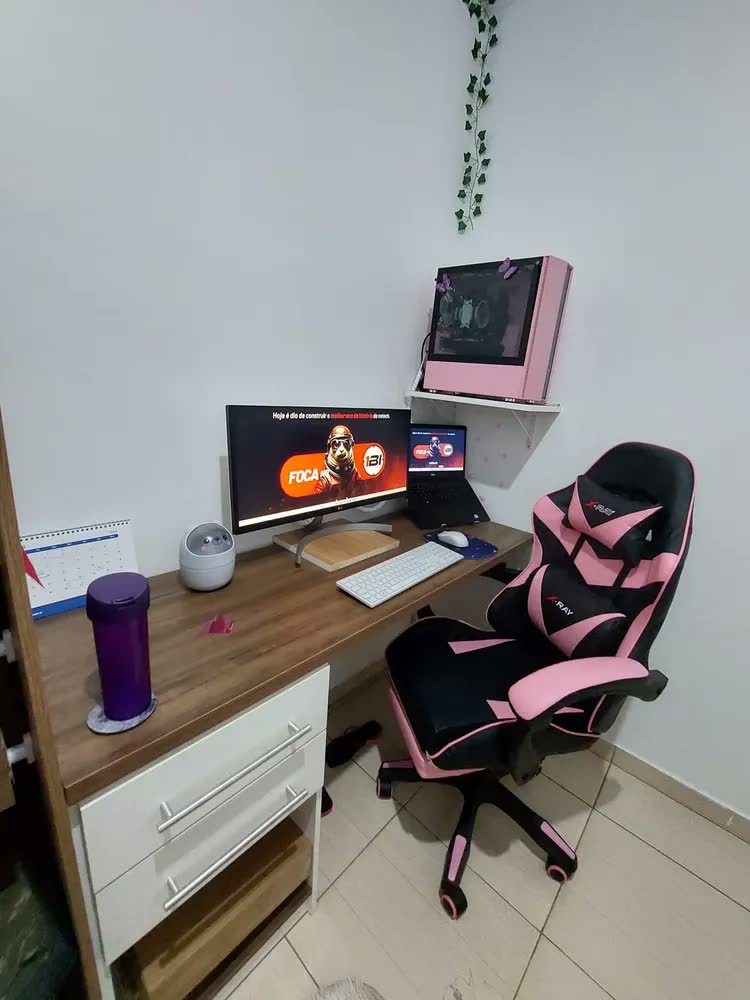 foto de Cadeira Gamer Ergonômica Reclinável com Apoio de Pés X-Ray Azul em Couro Sintético