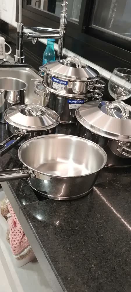 foto de Kit Jogo De Panelas Solar 6 Peças com Fundo Triplo e Tampas de Inox Tramontina