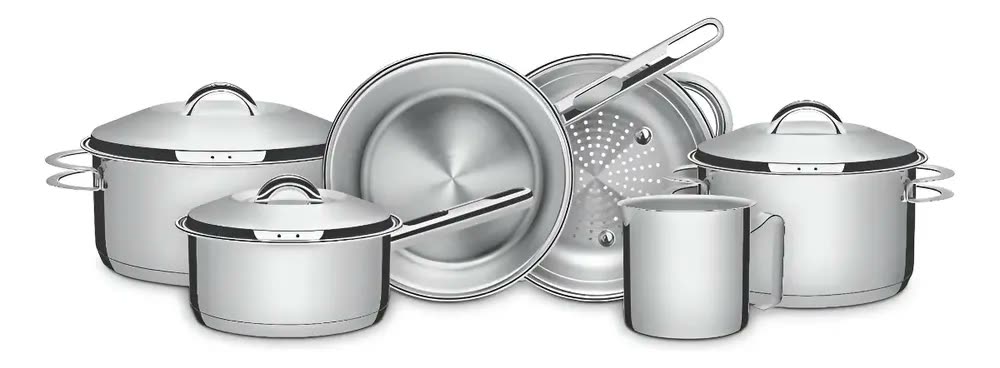 Kit Jogo De Panelas Solar 6 Peças com Fundo Triplo e Tampas de Inox Tramontina