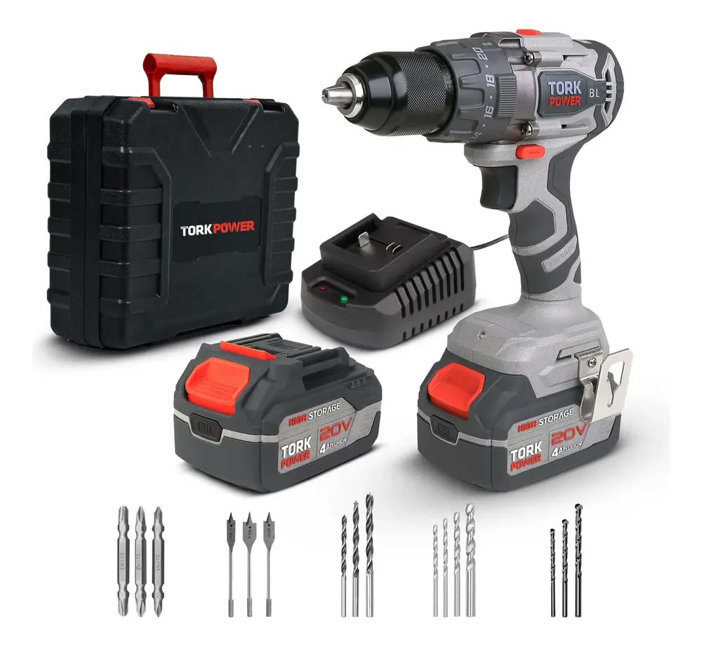 Parafusadeira Furadeira de Impacto Industrial Sem Fio Com Maleta 2 Baterias SuperTork 127/220v 50/60hz Maleta Completa Mandril 13mm