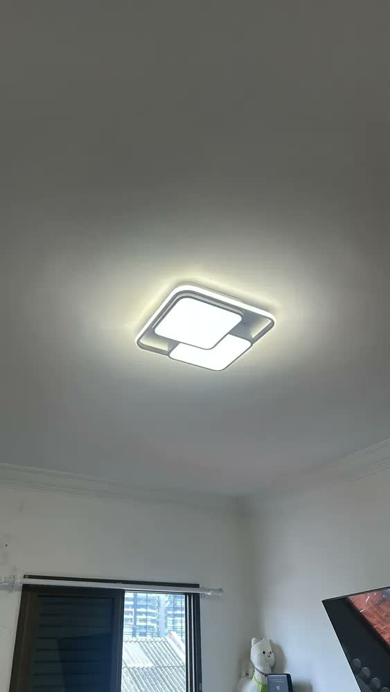 foto de Luminária  Lustre Quarto Led Sobrepor Quadrad  Modern 3 Em 1