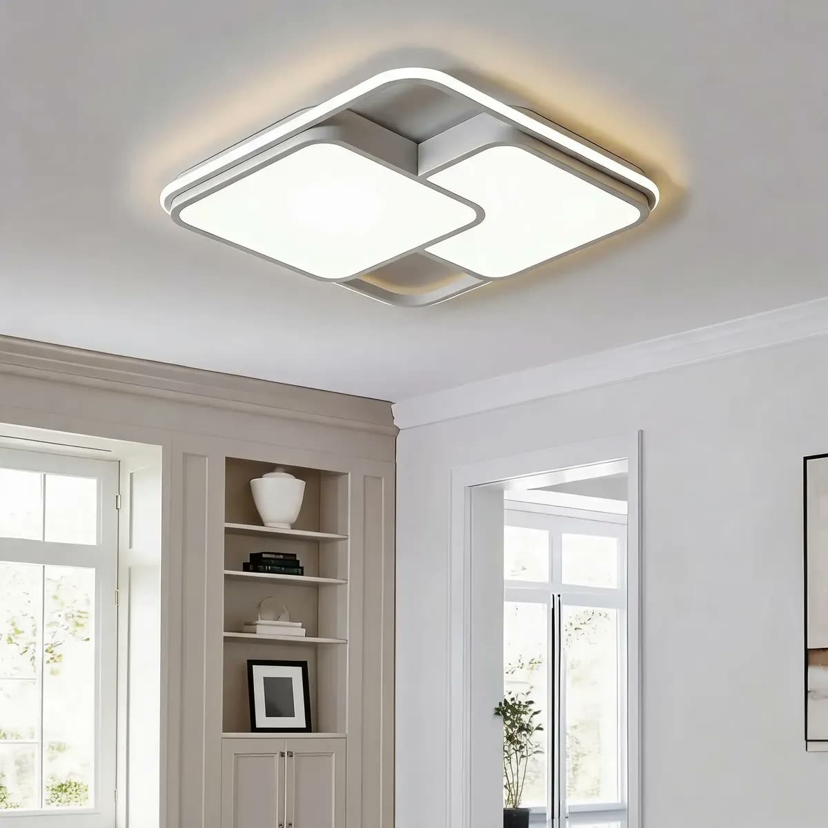 Luminária  Lustre Quarto Led Sobrepor Quadrad  Modern 3 Em 1