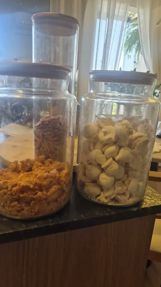 foto de Pote De Vidro Grande 3 Litros Tampa Bambu Biscoito Bolacha Cor Transparente
