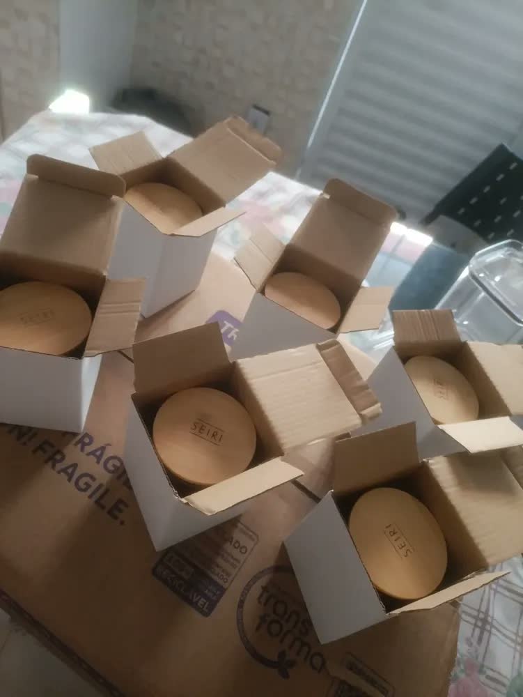 foto de Kit 6 Potes Porta Temperos Vidro Borossilicato Hermético Tampa Bambu Organizador Cozinha 200 ml Seiri