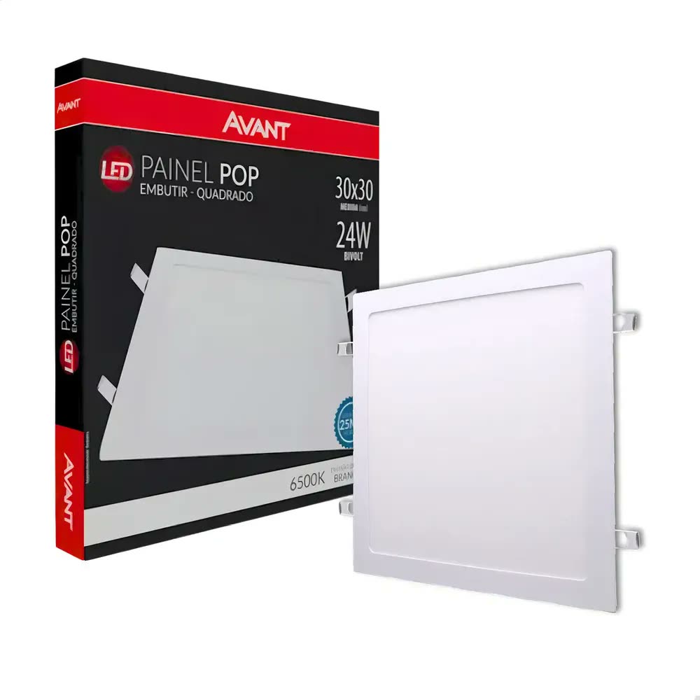 Painel Plafon Led 24w Quadrado Embutir Branco Frio 29x29