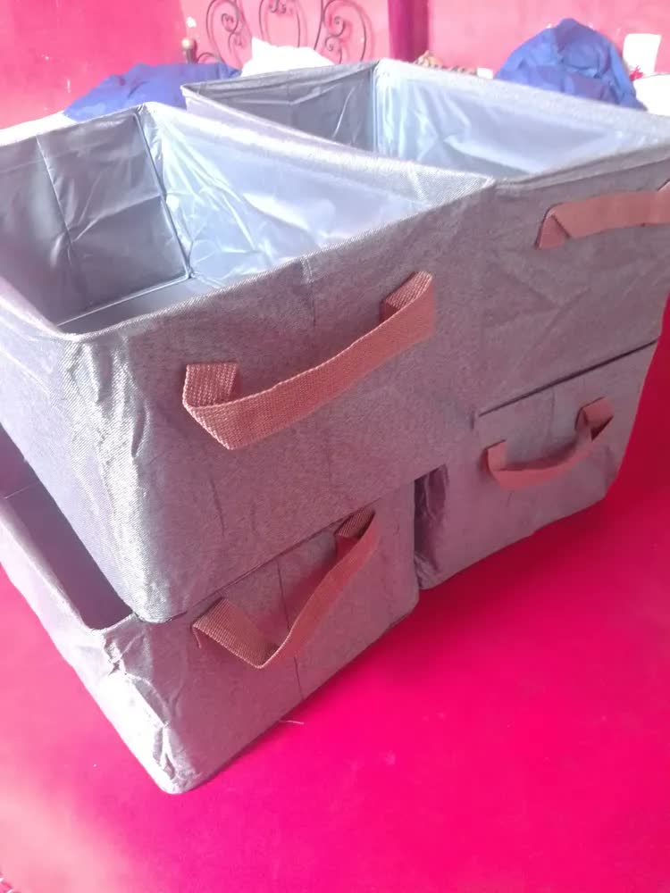 foto de Kit 4 Cesto Caixa Organizadora Dobrável Guarda Roupa Grande