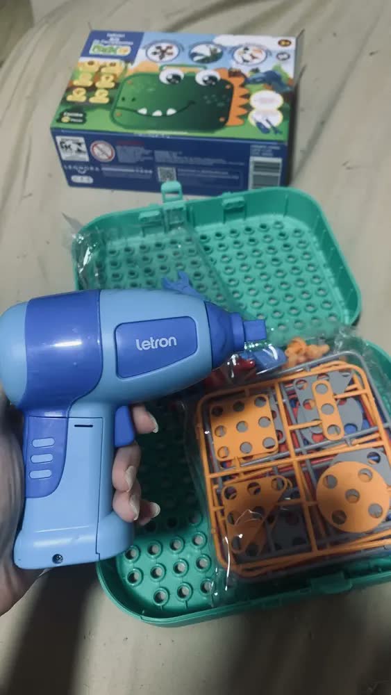 foto de Brinquedo Dinossauro Montar 228 Pçs Parafusadeira Elétrica