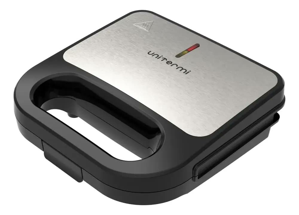 Sanduicheira Elétrica Unitermi Preto 750W Inox Grill Antiaderente
