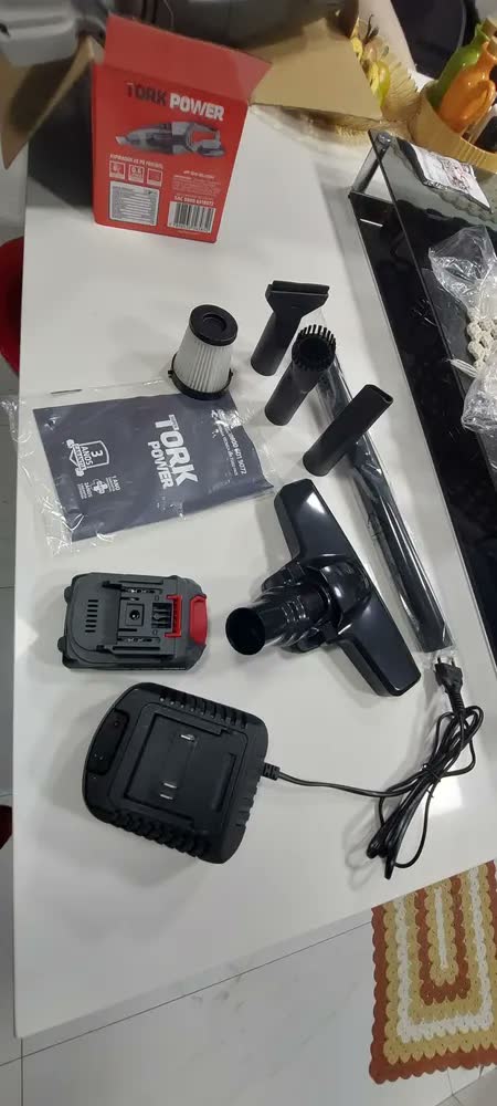 foto de Aspirador De Pó Sem Fio Portátil Super Tork 110w De Mão 2em1 Bateria 20 Cinza